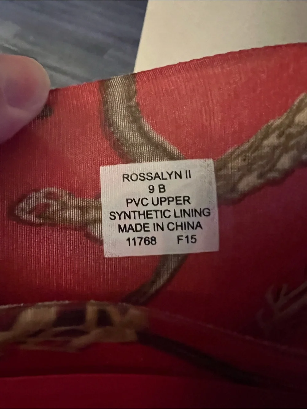 Lauren Ralph Lauren Red Patterned Gloss Rain Boots with Buckle Accent